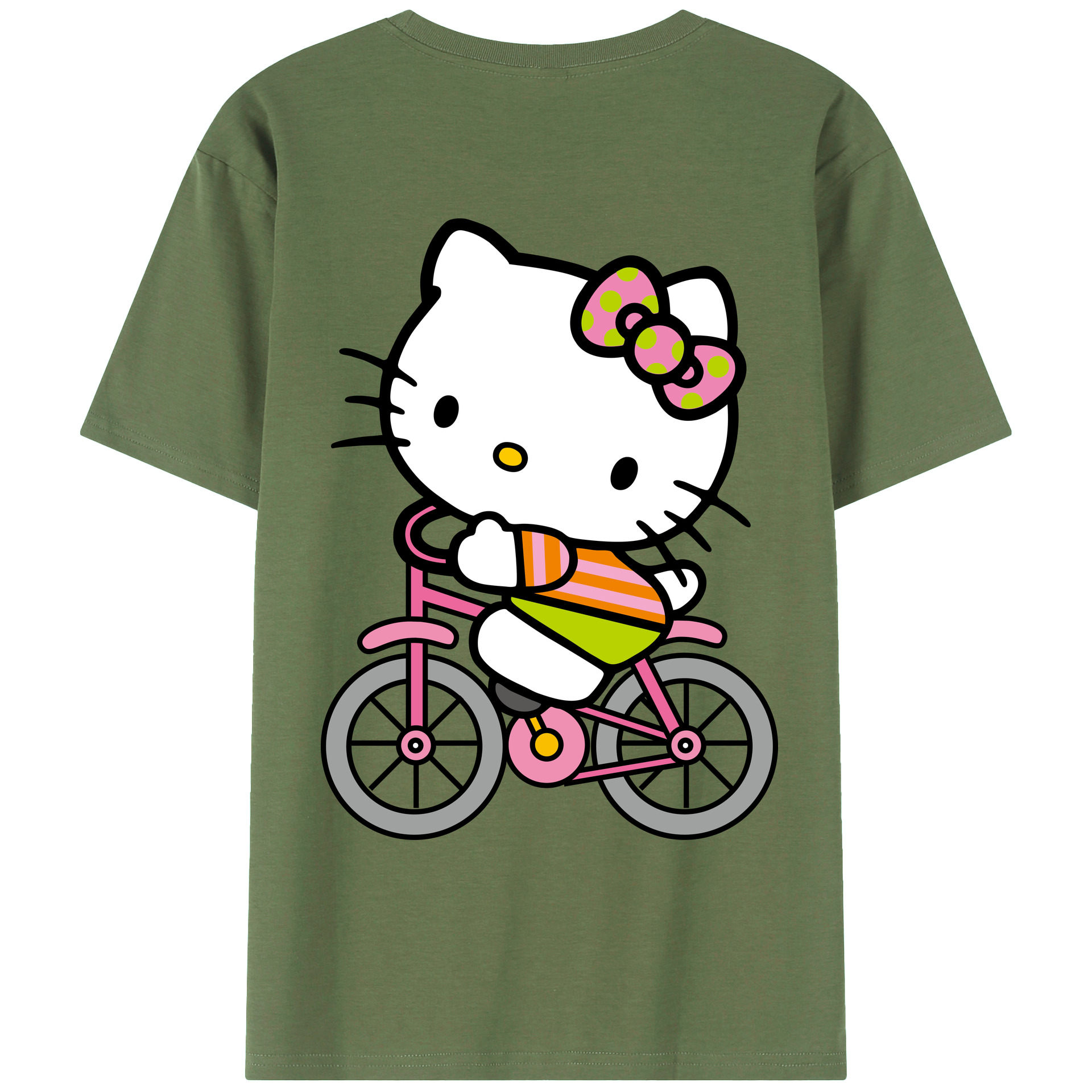（画像用） Hello Kitty ハローキティ 綿100％ メンズ半袖Tシャツ（バックプリント） 通気性